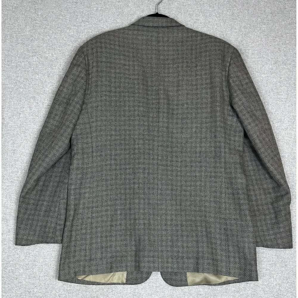 Vito‎ Rufolo Blazer Mens 44 Long Gray Check Wool Silk Made in Italy Sport Coat